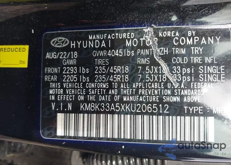 2019 Hyundai Kona Limited from USA, damaged, VIN KM8K33A5XKU206512